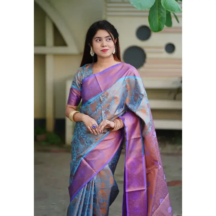 Eid Special Most Popular Kanchivuram Katan Saree With Blouse Piece